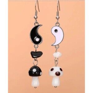Yin & Yang Mushroom Dangle Earrings